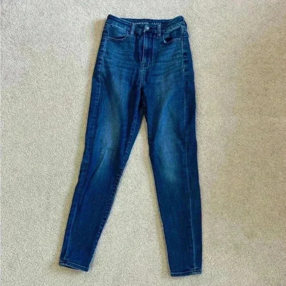 American eagle curvy highest rise jegging blue jeans in size 4 short - Picture 1 of 8